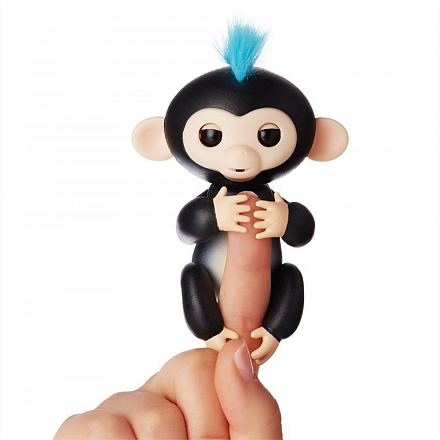 Интерактивная ручная обезьянка Fingerlings WowWee – Финн, черная, 12 см. 